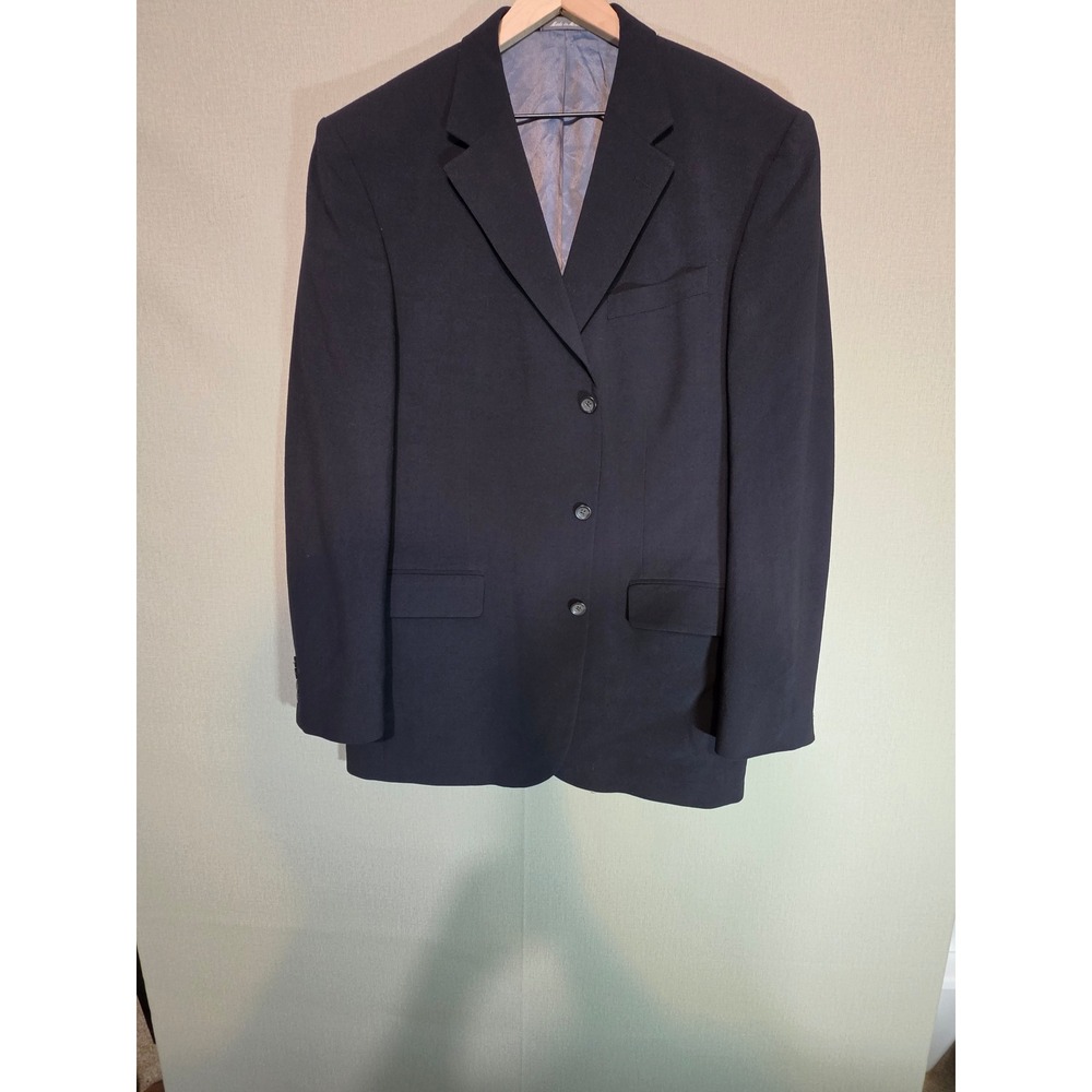 Oscar de la Renta Components Mens Navy Blue 3 Button Blazer Sport Coat Jacket
